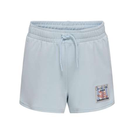 Short jogging ciel uni pourvu d'une coupe droite et d'une taille élastiquée