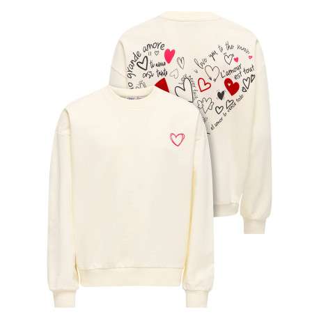Sweat en coton biologique écru pourvu de manches longues et d'un col rond - Image 3