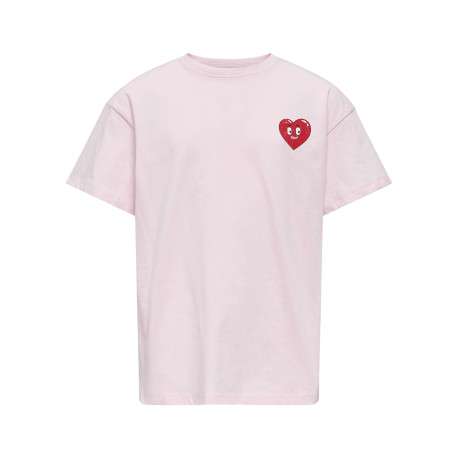 T-shirt en coton biologique rose uni pourvu d'un col rond et d'une coupe droite