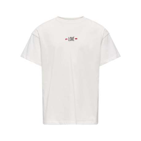 T-shirt en coton biologique blanc uni pourvu d'un col rond et d'une coupe droite