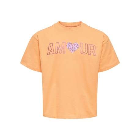T-shirt en coton biologique orange uni avec un col rond et une coupe droite