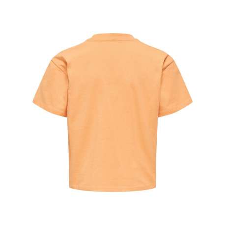 T-shirt en coton biologique orange uni avec un col rond et une coupe droite - Image 2