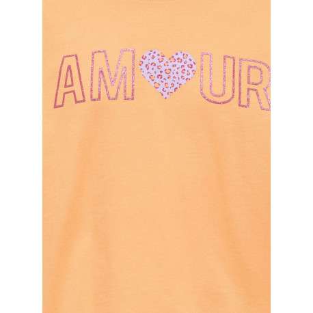T-shirt en coton biologique orange uni avec un col rond et une coupe droite - Image 3