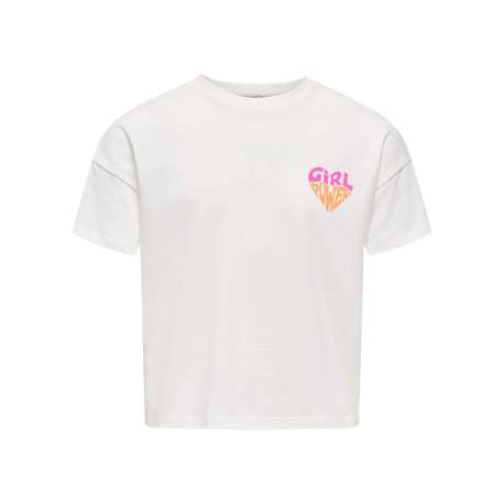 T-shirt en coton biologique blanc uni pourvu d'un imprimé sur le coeur