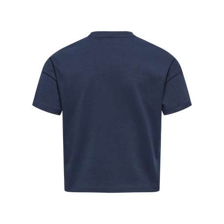T-shirt en coton biologique marine uni pourvu d'un imprimé sur le coeur - Image 2