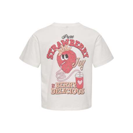 T-shirt en coton biologique blanc uni pourvu d'un imprimé fraise - Image 2