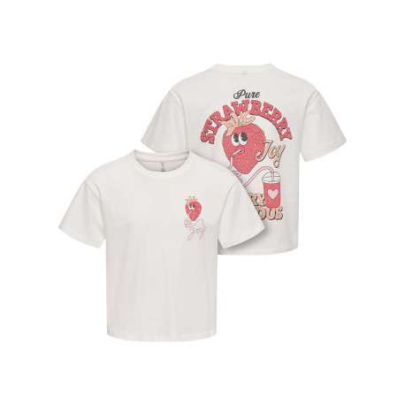 T-shirt en coton biologique blanc uni pourvu d'un imprimé fraise - Image 3