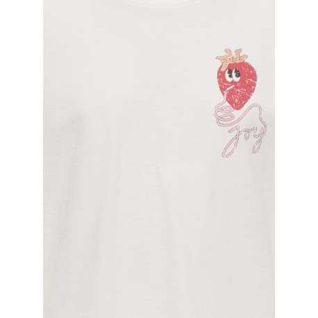 T-shirt en coton biologique blanc uni pourvu d'un imprimé fraise - Image 4