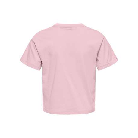 T-shirt en coton biologique rose uni avec un col rond et une coupe droite - Image 2