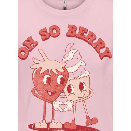 T-shirt en coton biologique rose uni avec un col rond et une coupe droite - Image 3