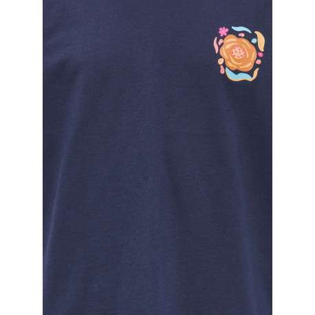 T-shirt en coton biologique marine uni avec imprimés floraux - Image 4