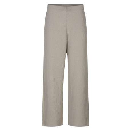 Pantalon beige uni pourvu d'une coupe large et d'une taille haute