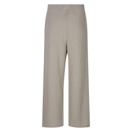 Pantalon beige uni pourvu d'une coupe large et d'une taille haute - Image 2