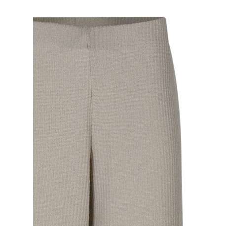 Pantalon beige uni pourvu d'une coupe large et d'une taille haute - Image 3