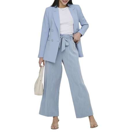 Pantalon chino ciel uni pourvu d'une coupe bootcut et d'une taille haute - Image 3