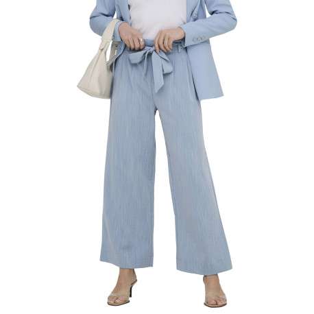 Pantalon chino ciel uni pourvu d'une coupe bootcut et d'une taille haute - Image 4