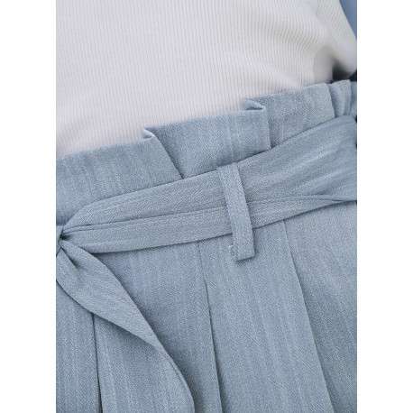 Pantalon chino ciel uni pourvu d'une coupe bootcut et d'une taille haute - Image 6