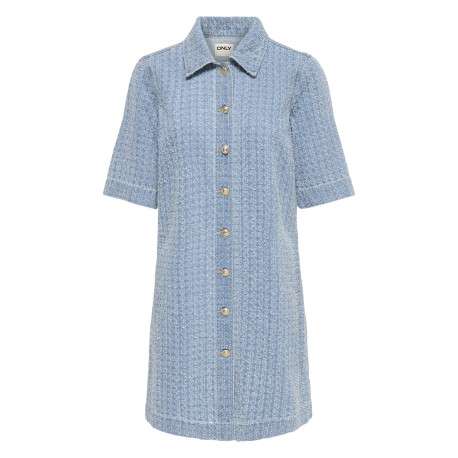 Robe courte en coton stone à motifs pourvue d'un col chemise