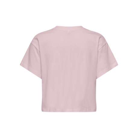 T-shirt en coton biologique rose uni pourvu de broderies coquillages - Image 2
