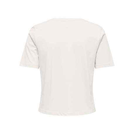 T-shirt en coton biologique blanc uni pourvu de coquillages le long du col - Image 2
