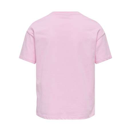 T-shirt en coton biologique rose uni pourvu d'un imprimé émoji - Image 2