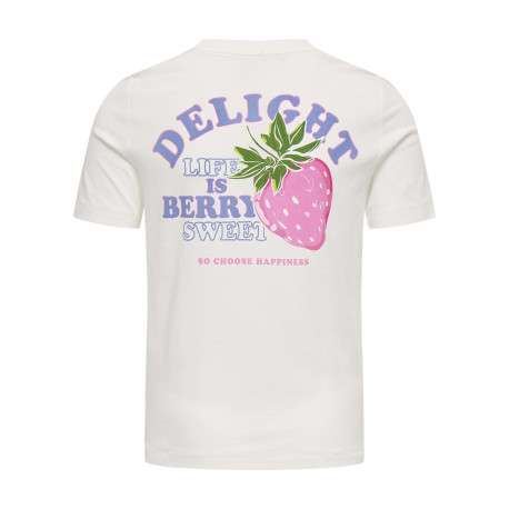 T-shirt en coton biologique blanc uni avec un imprimé fraise - Image 2