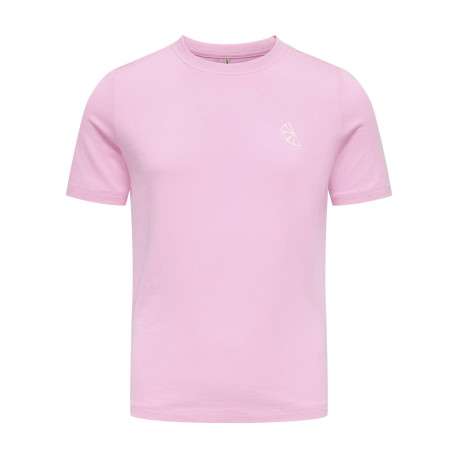 T-shirt en coton biologique rose uni pourvu d'un imprimé citron