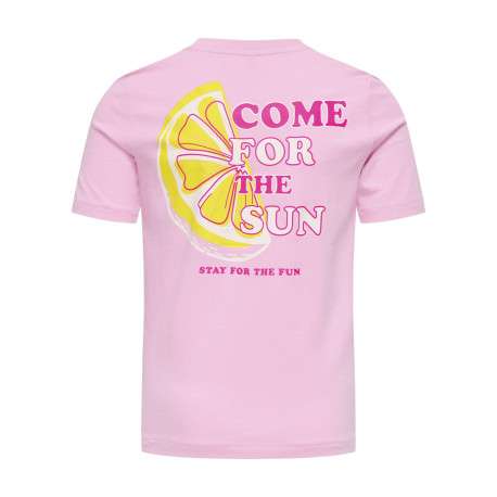 T-shirt en coton biologique rose uni pourvu d'un imprimé citron - Image 2