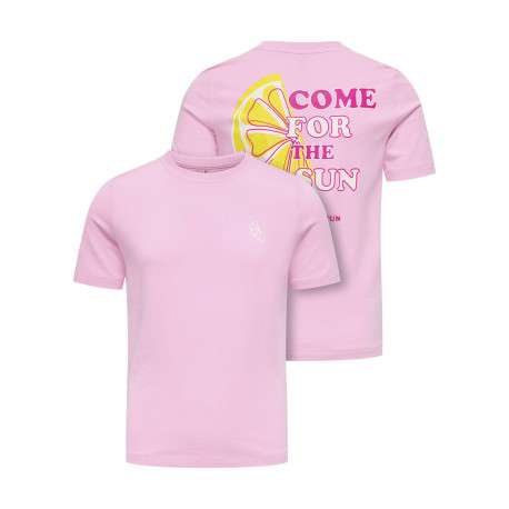T-shirt en coton biologique rose uni pourvu d'un imprimé citron - Image 3