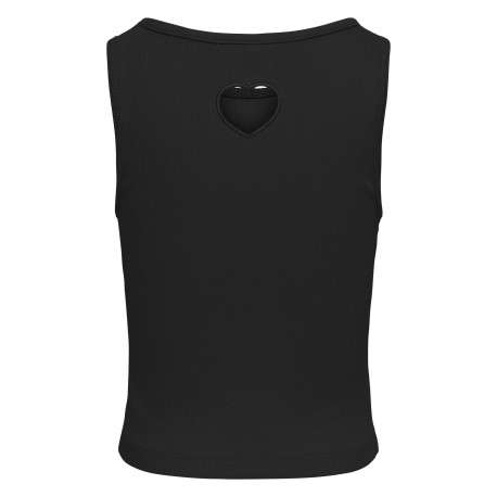 Débardeur en coton biologique noir uni pourvu d'une coupe ajustée - Image 2