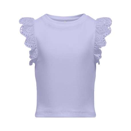 Top en coton biologique lilas uni pourvu d'une coupe ajustée