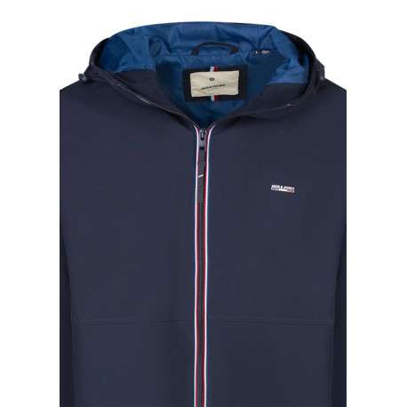 Parka marine unie avec une coupe droite un col à capuche et un zip - Image 3