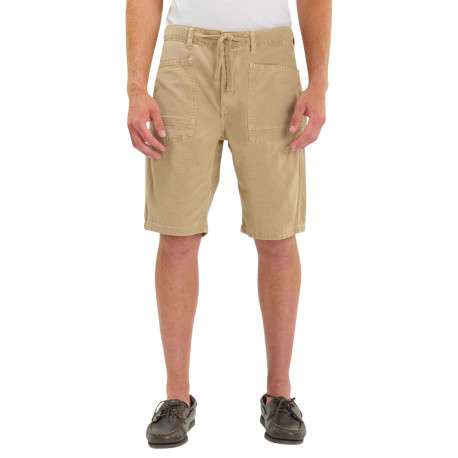 Short chino en coton beige uni avec une coupe droite muni d'un bouton - Image 2