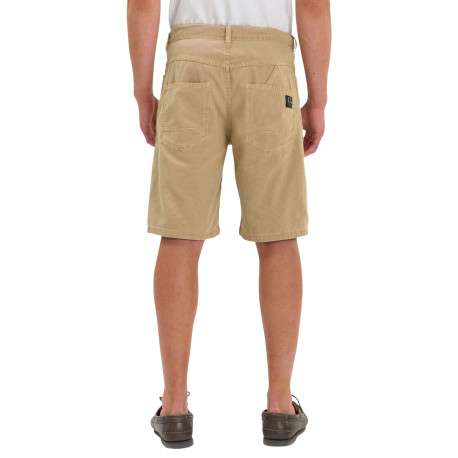 Short chino en coton beige uni avec une coupe droite muni d'un bouton - Image 3