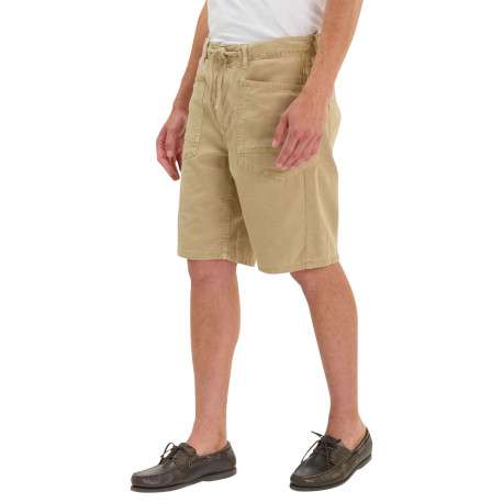 Short chino en coton beige uni avec une coupe droite muni d'un bouton - Image 4