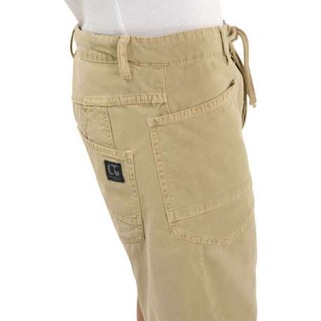 Short chino en coton beige uni avec une coupe droite muni d'un bouton - Image 7