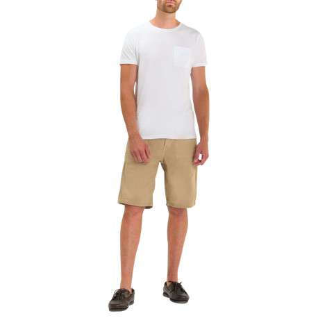 Short chino en coton beige uni avec une coupe droite muni d'un bouton - Image 8