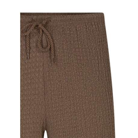 Pantalon marron uni pourvu d'une coupe bootcut et d'une taille haute - Image 3