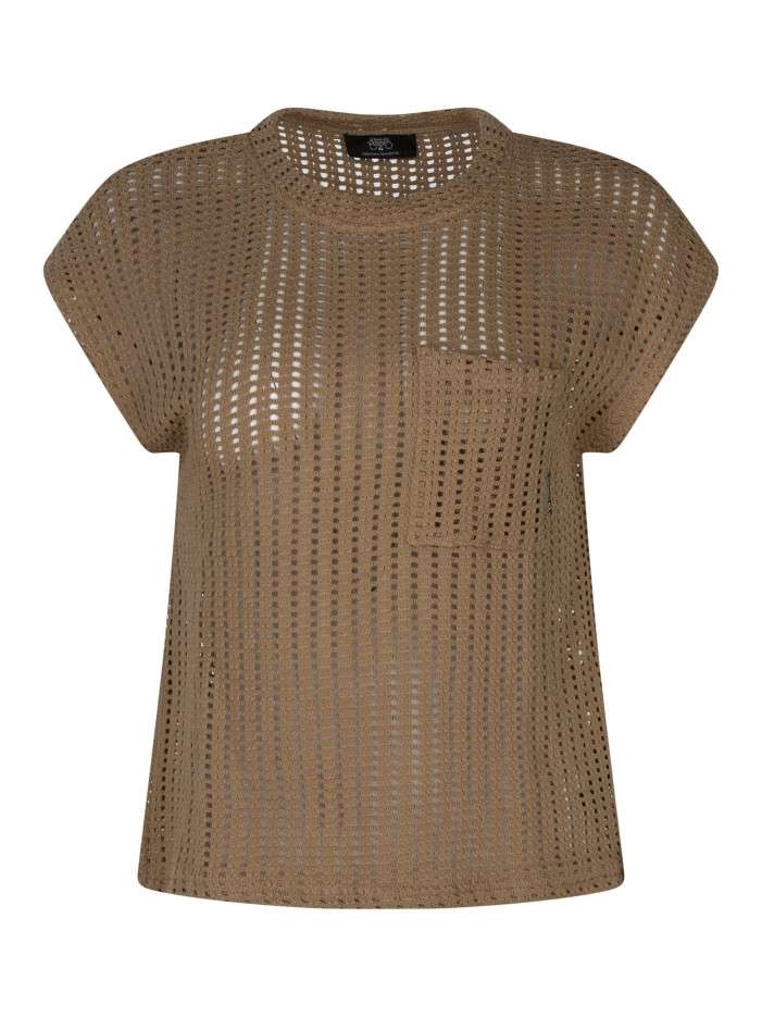 T-shirt en coton taupe uni...
