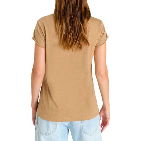 T-shirt marron à coupe droite pourvu d'un col v et de manches courtes - Image 3
