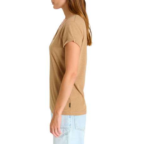 T-shirt marron à coupe droite pourvu d'un col v et de manches courtes - Image 4