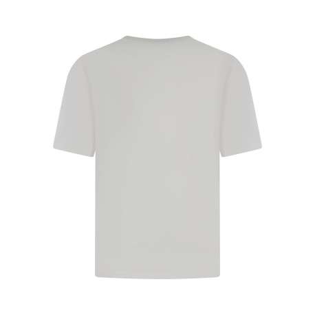 T-shirt en coton écru uni avec une coupe droite et un col rond - Image 2