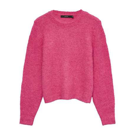 Pull fuchsia uni pourvu d'une coupe droite et de manches longues
