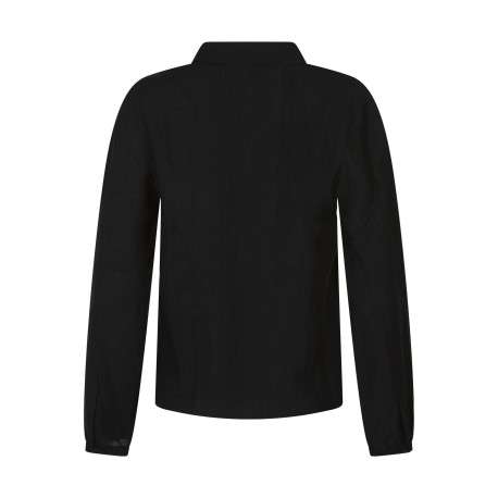 Chemisier noir uni avec une coupe droite et un col à revers - Image 2
