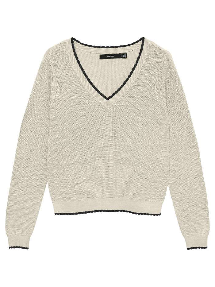 Pull beige uni pourvu de...