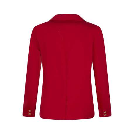 Blazer rouge uni pourvu d'un col à revers et d'une coupe droite - Image 2