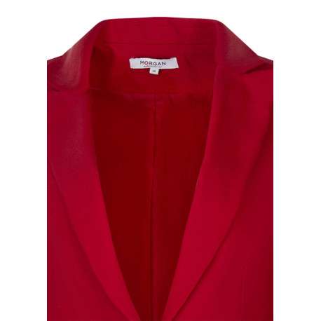 Blazer rouge uni pourvu d'un col à revers et d'une coupe droite - Image 3