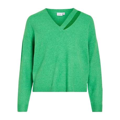 Pull vert uni avec une coupe droite et des manches longues