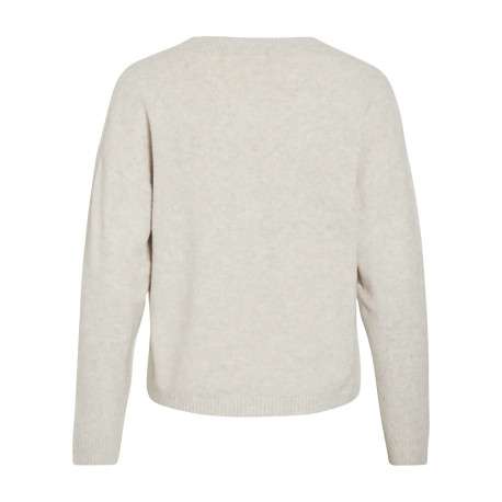Pull écru uni avec une coupe droite et des manches longues - Image 2