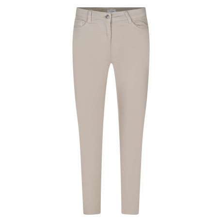 Pantalon beige uni pourvu d'une taille intermédiaire et d'une coupe slim